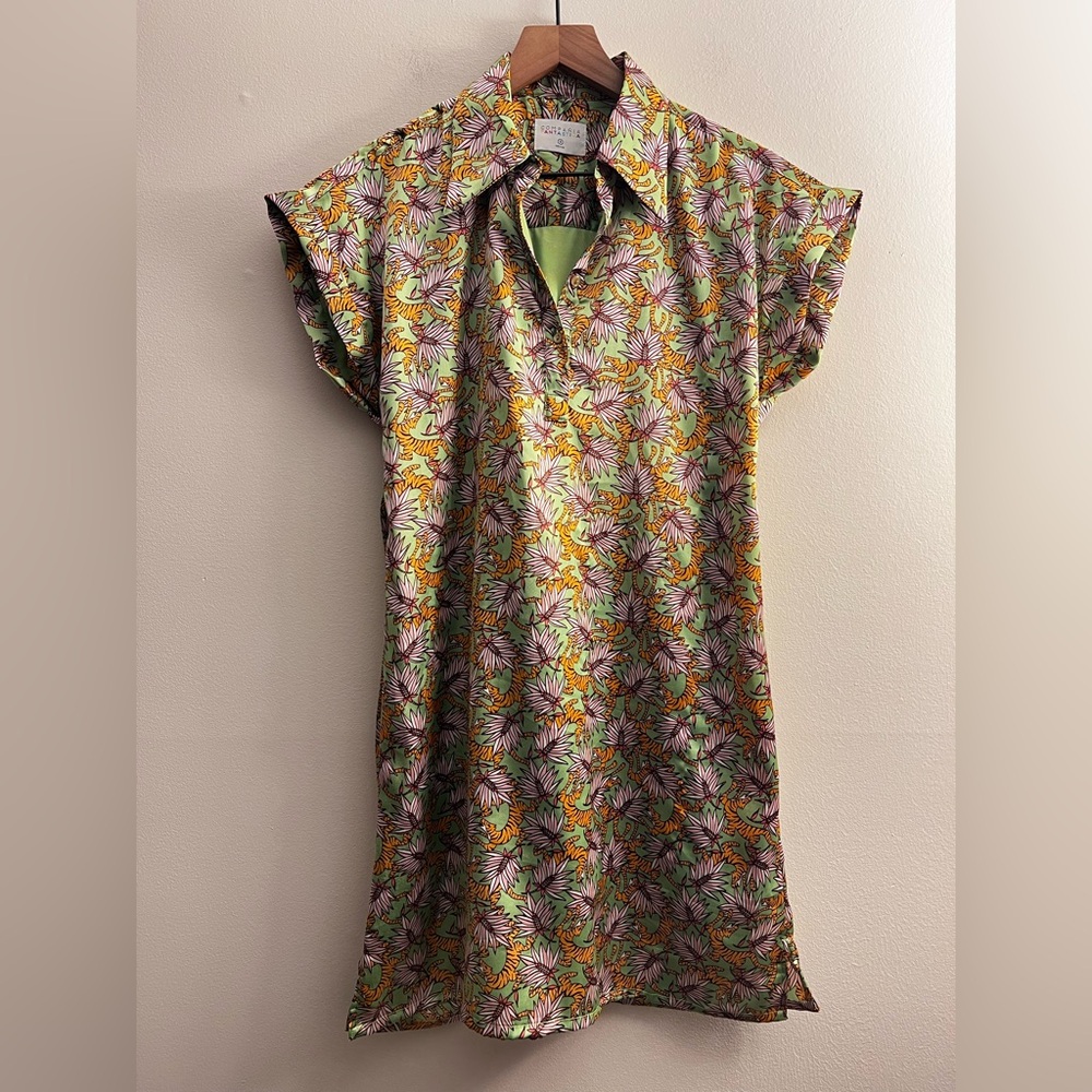 Compania Fantastica 70s Retro Vibe tiger Whimsical Safari Animal Print Dress S